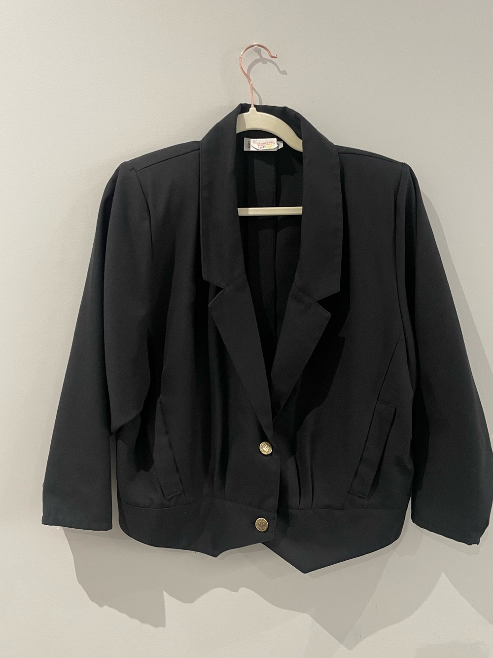 Vintage Avenue Women's Black Tailored Blazer with Gold Buttons